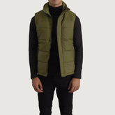 Kegen Green Leather Vest Jacket